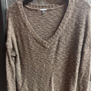 Charlotte Russe Knit V-Neck Sweater in Brown